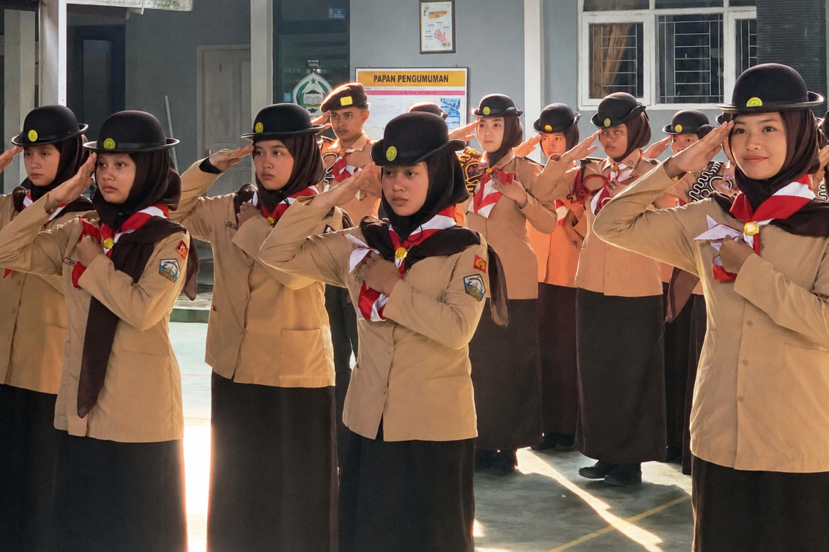 Ambalan Kyai Modjo – Nyi Ageng Serang SMK Negeri 1 Purwojati Gelar Pelantikan Bantara Penuh Semangat dan Kebersamaan